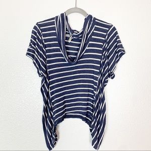 Elan | Blue White Stripe Scoop Neck Blouse